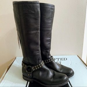 NEW!!! FRYE Black Studded Harness Tall Boots 7.5 B